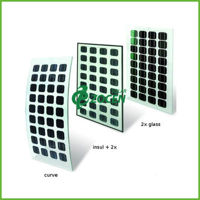 Efisiensi tinggi Laminated Roof Tajam Monocrystalline Solar Panel 155W 36V
